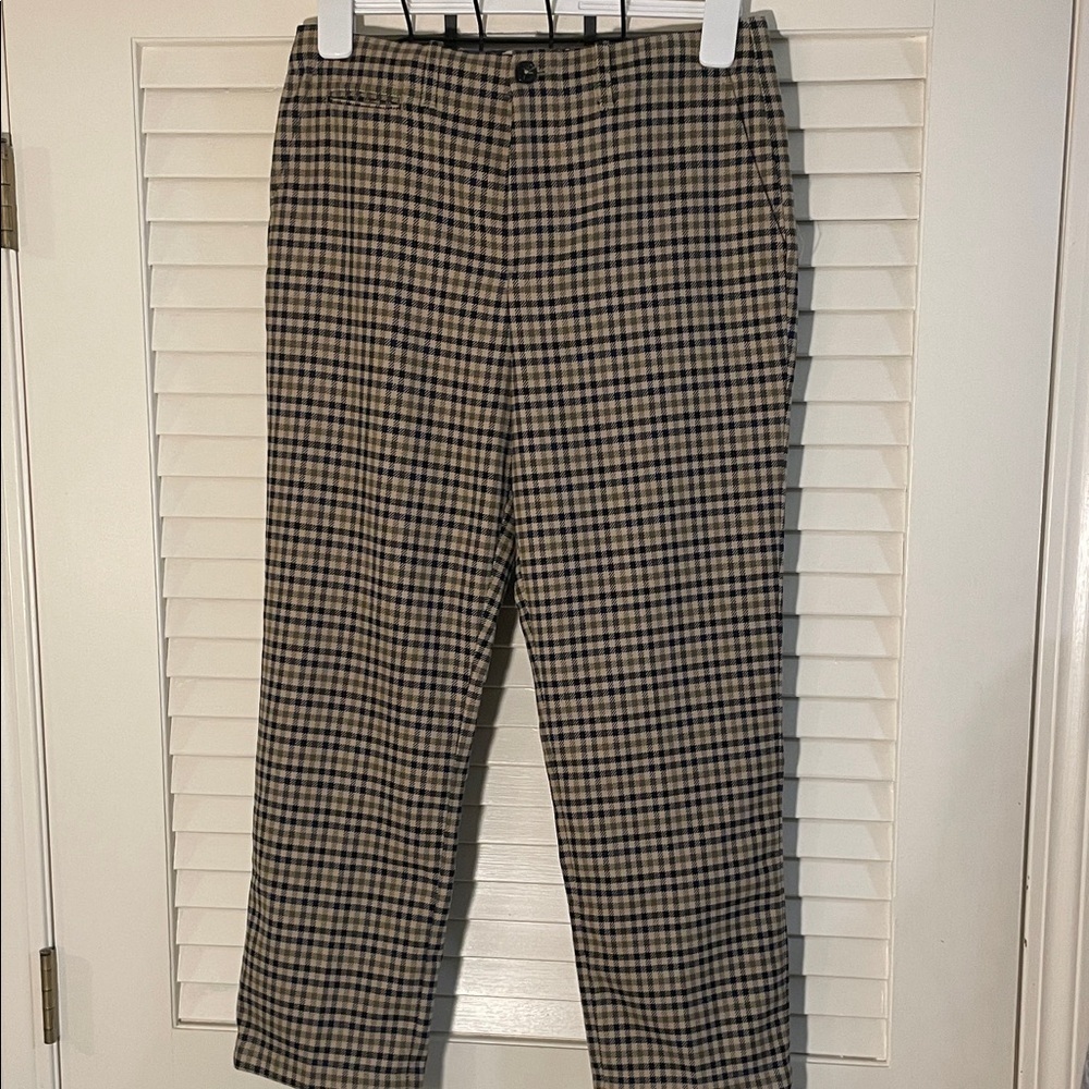 Closed Brand Navy Blue and Tan Checkered Classic Slenderizing Pants